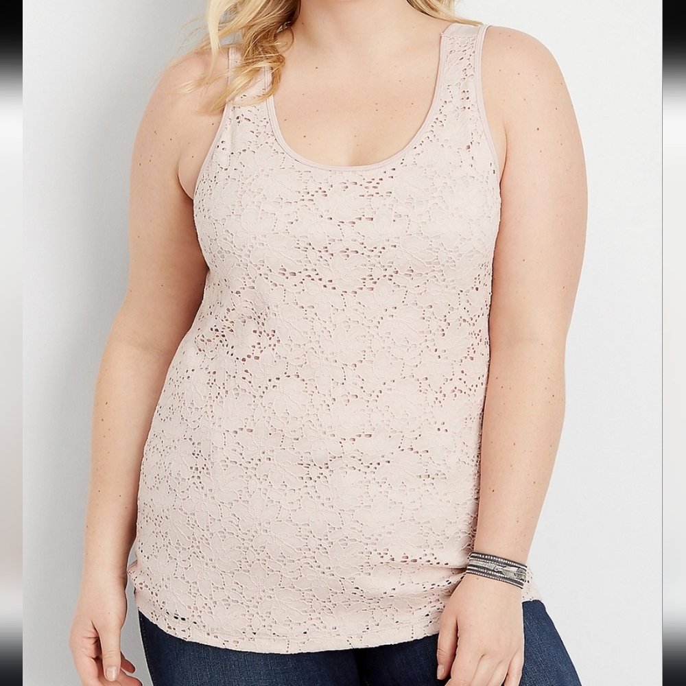 Maurices Pink Cream Lace Camisole Sleveless Top